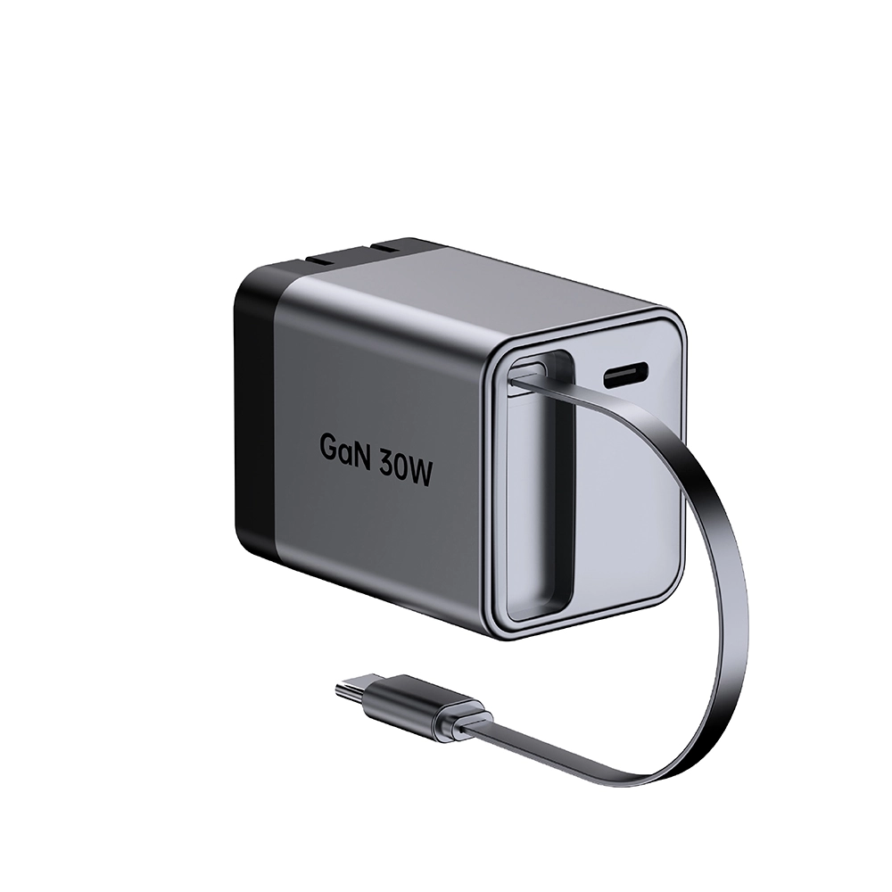 ముడుచుకునే USB కేబుల్‌తో 30W US ప్లగ్ ఫోల్డబుల్ క్విక్ ఛార్జర్