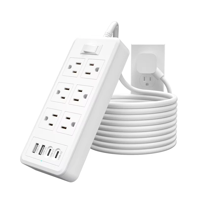 6 అవుట్‌లెట్‌లు 4 USB పోర్ట్‌లు US పవర్ స్ట్రిప్