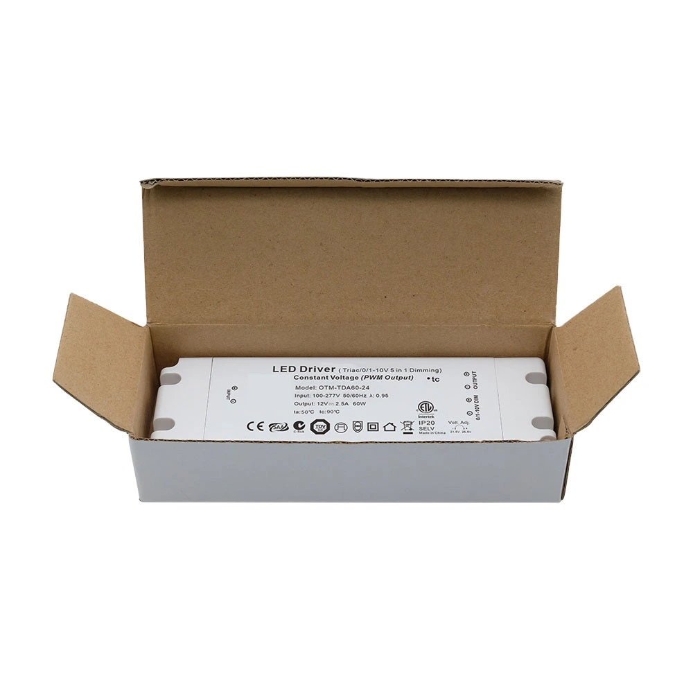 60W స్థిరమైన వోల్టేజ్ అల్ట్రా థిన్ ట్రయాక్ డిమ్మబుల్ LED డ్రైవర్