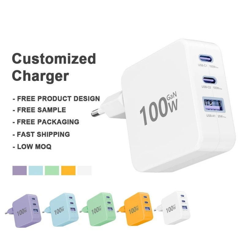PD 3.0 100W టైప్ C ఫాస్ట్ ఛార్జర్ UK US AU EU అనుకూలమైన వాల్ ఛార్జర్