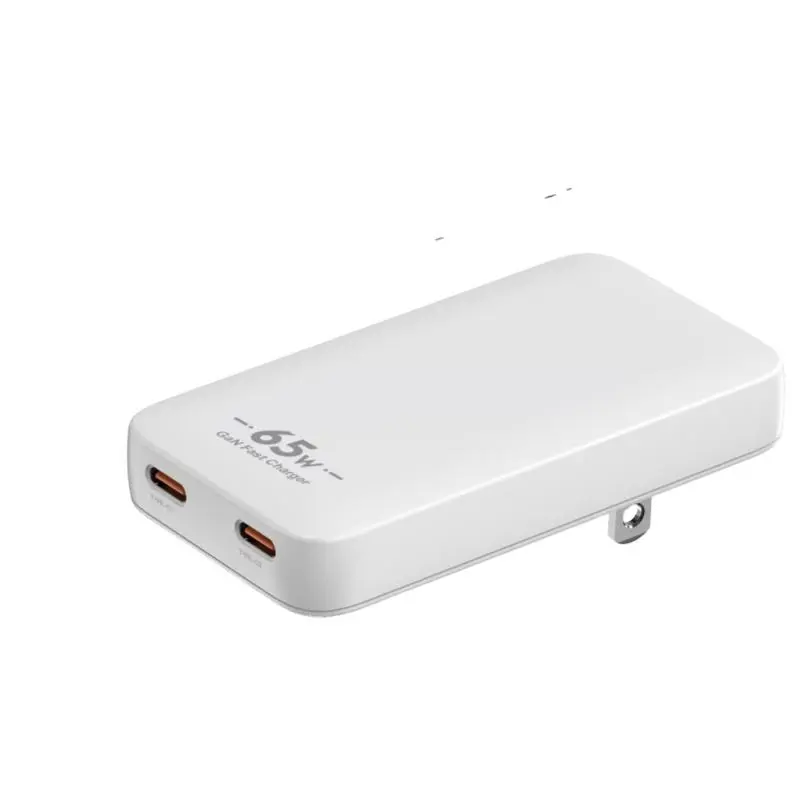 PD65W GaN USB-C అల్ట్రా-సన్నని వాల్ ఛార్జర్ డ్యూయల్ పోర్ట్ అడాప్టర్